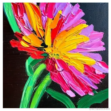 Acrylic palette knife painting of a flower