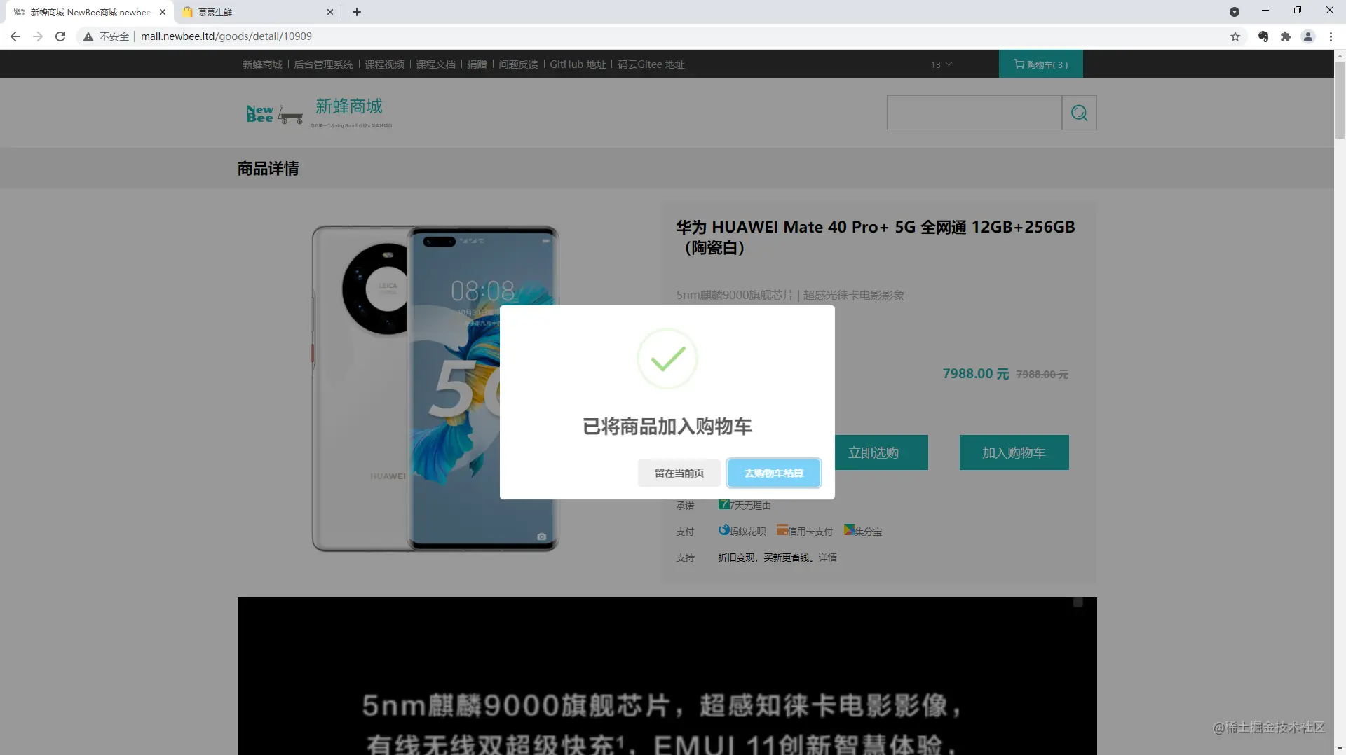 newbee-mall商品详情弹框