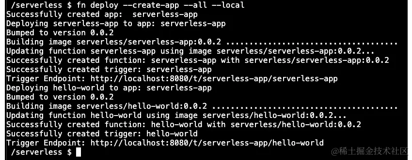 图 3.13：应用程序部署到 Fn