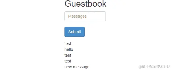 向留言板应用程序添加一个“新消息”条目。