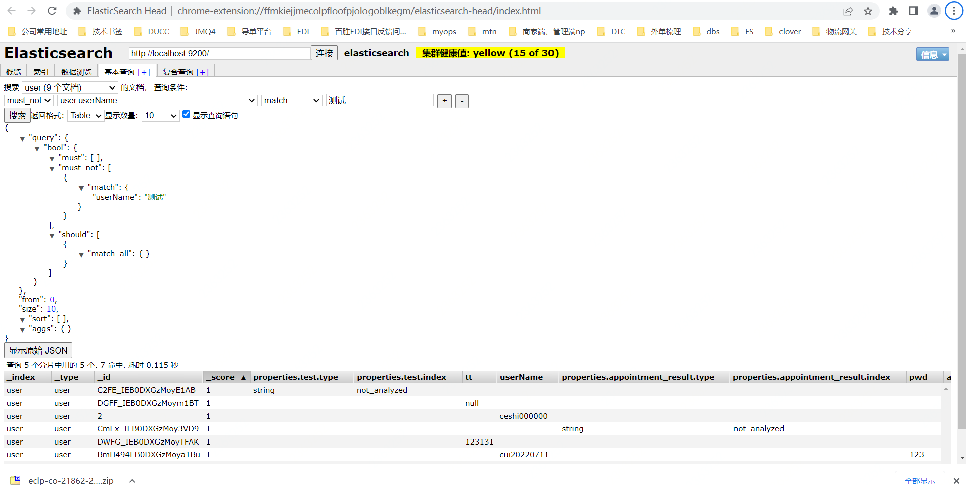 Elasticsearch Head插件使用小结