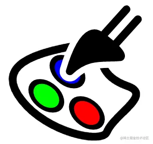 Green, Blue, And Red Paint With A Paintbrush