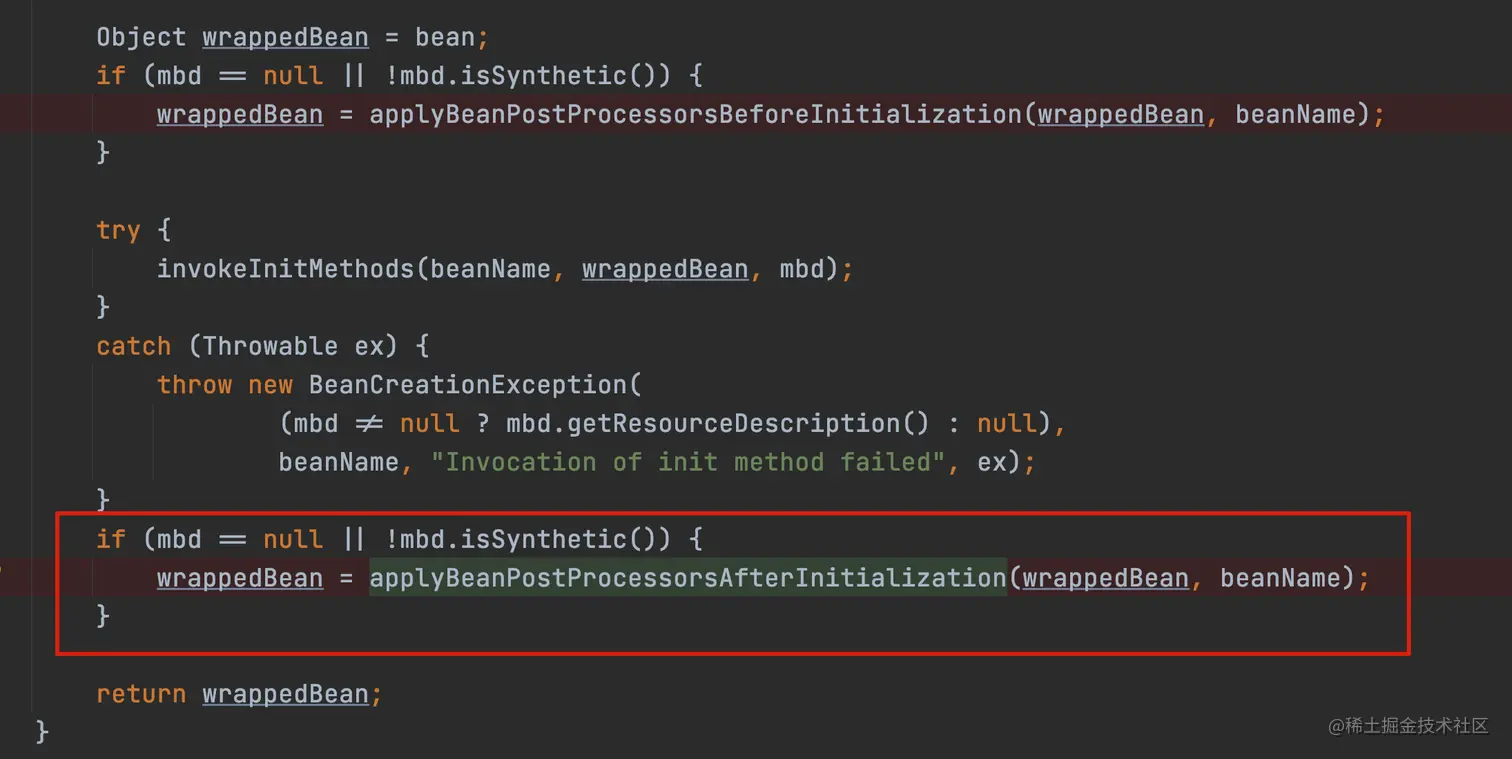 applyBeanPostProcessorsAfterInitialization