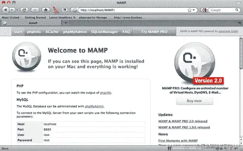 在 Mac OS X 中安装 MAMP 的时间