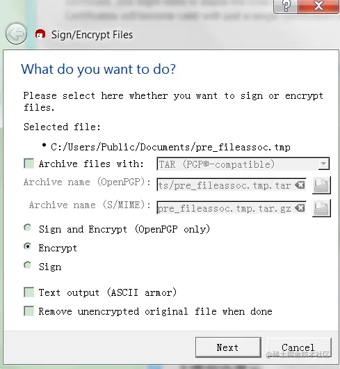 加密2：可以选择加密、签名、加密和签名