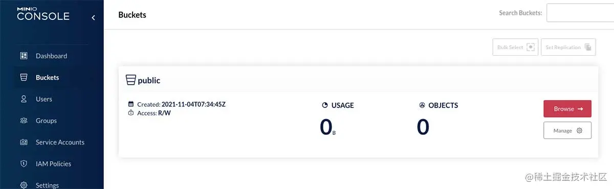 MinIO 创建储存桶