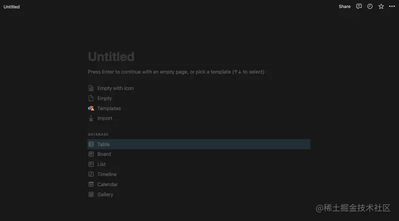 Create Notion database