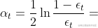 \alpha_t = \frac{1}{2} \ln \frac{1-\epsilon_t}{\epsilon_t}