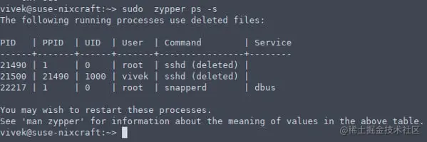zypper ps 命令