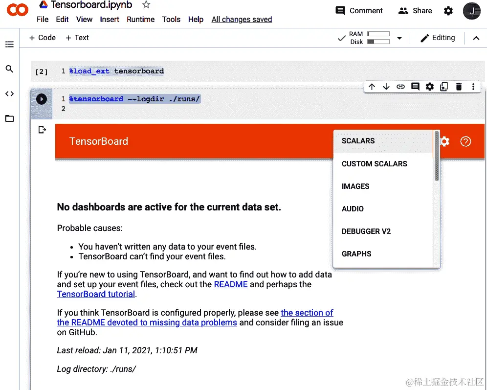 “TensorBoard 应用程序”