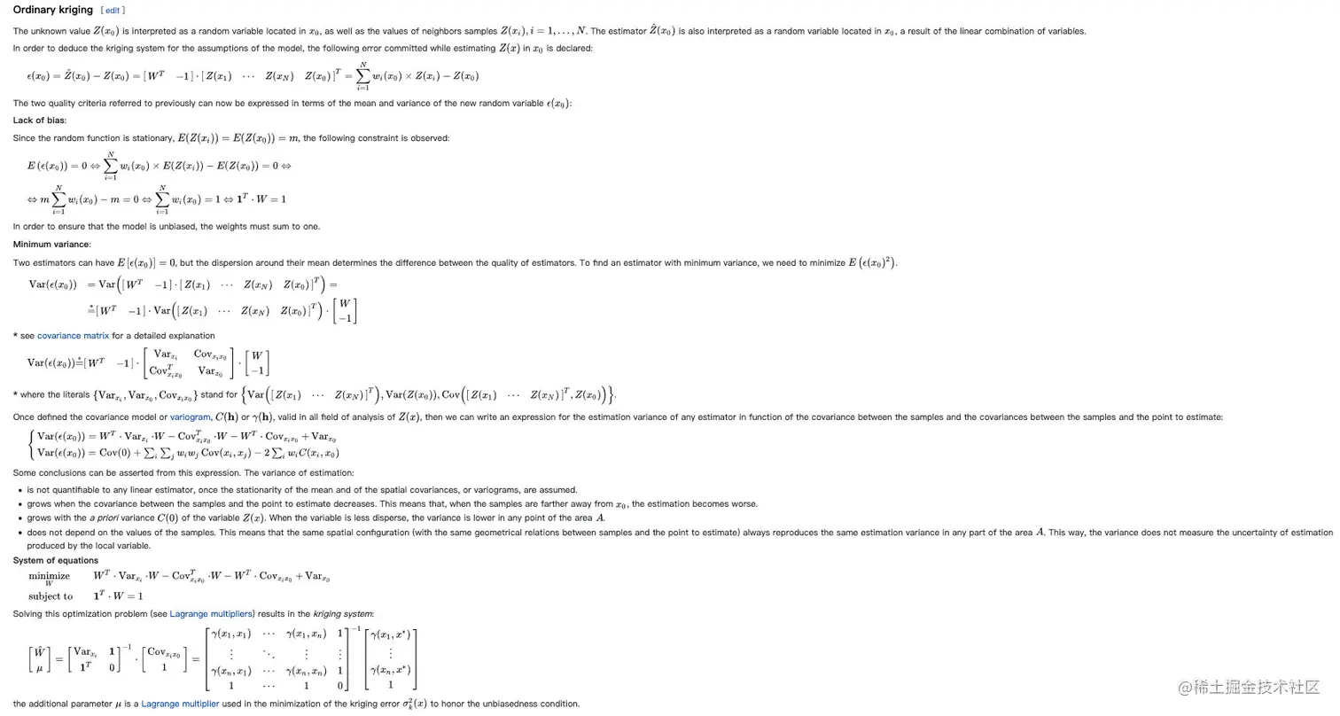 Ordinary Kriging - 图片来源于维基百科