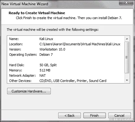 在 VMware Player 中安装 Kali Linux