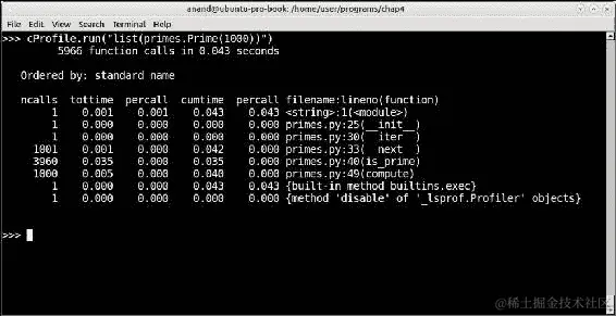 使用 cProfile 和 profile 进行性能分析