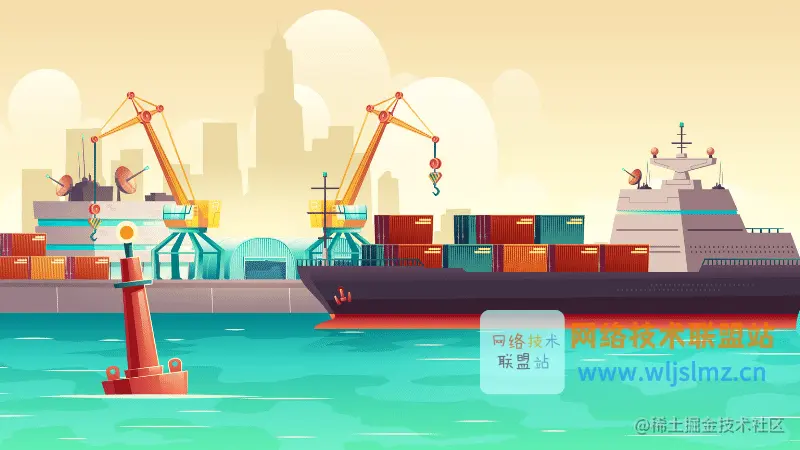 一艘装载了几个集装箱的船