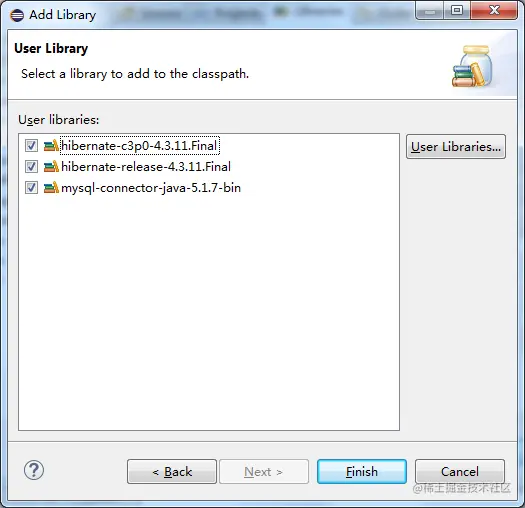 选择在系统的Prefenrence中配置好的User Library