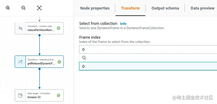 AWS Glue Studio - SelectFromCollection