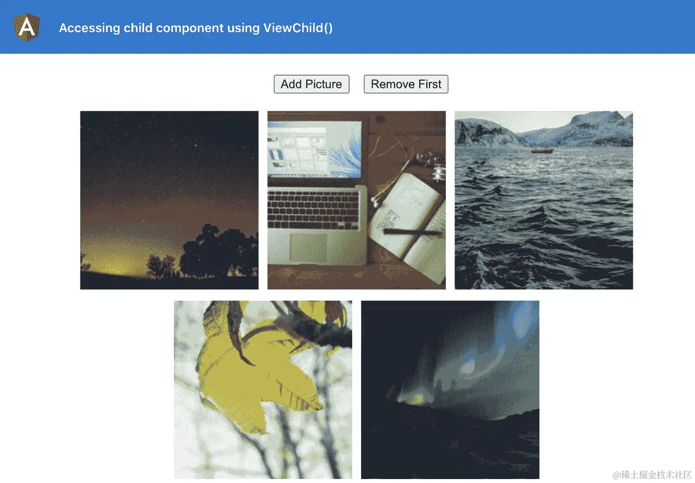 图 1.10 - 在 http://localhost:4200 上运行的 cc-view-child 应用程序