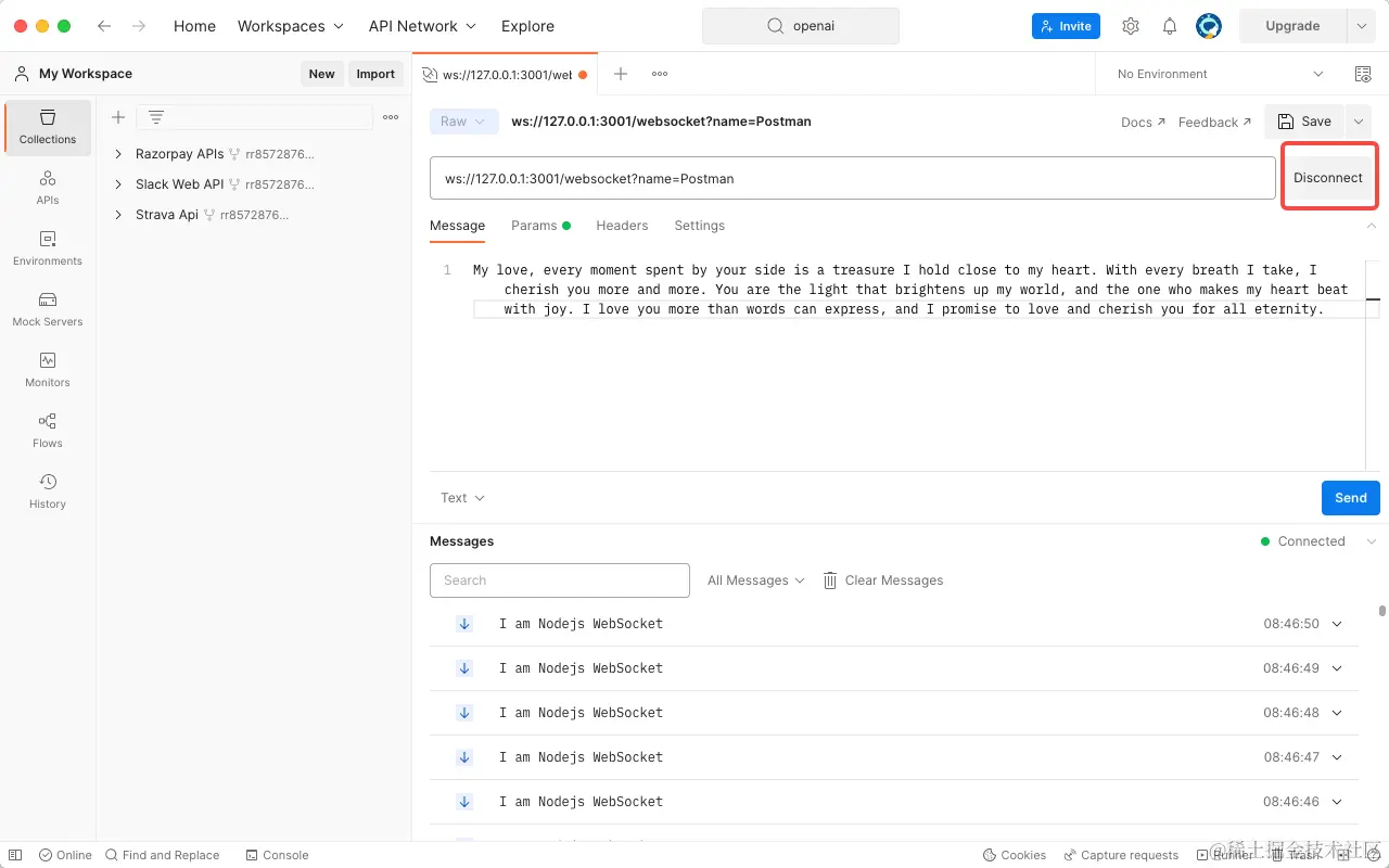 postman 测试 Websocket 接口