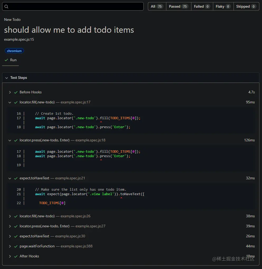 Report of your most recent test execution 
