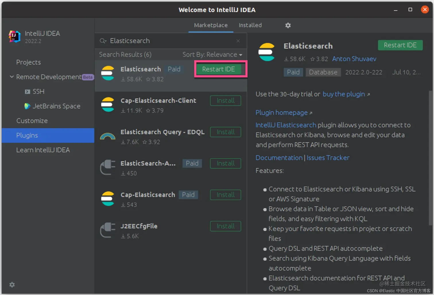 Elasticsearch：InteliJ Elasticsearch plugin 集成Intelij 是 Java 掘金