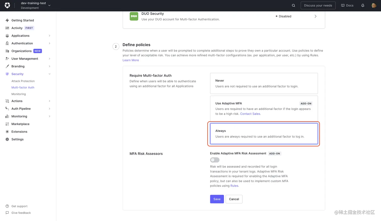 Define Policies Section
