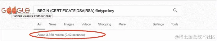 谷歌页面的截图，用于获取使用 RSA 私钥建立安全连接的特定人员/组织的详细信息。