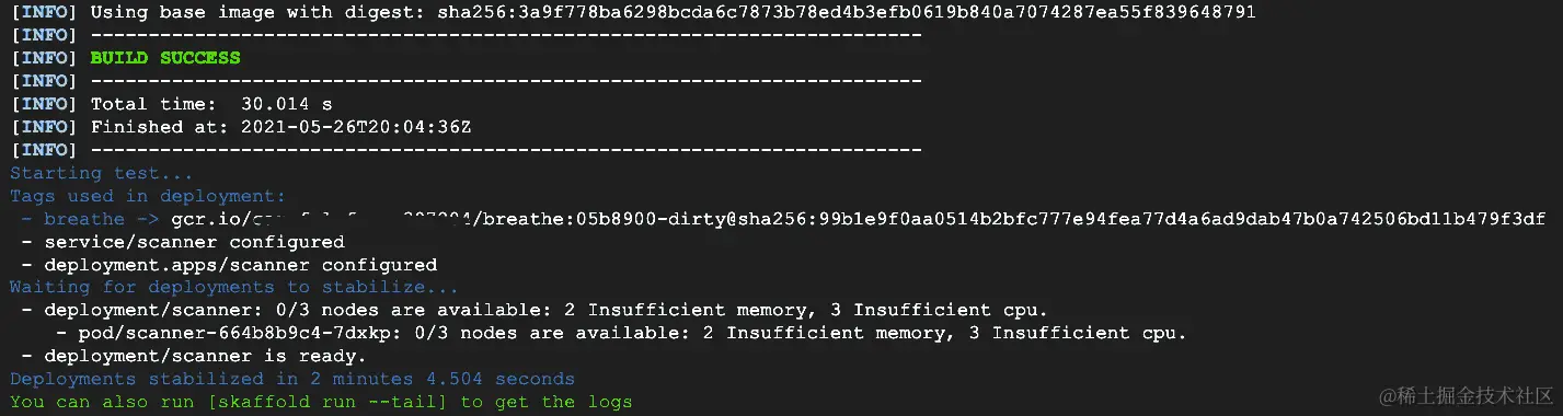图 8.45 - Skaffold 运行输出