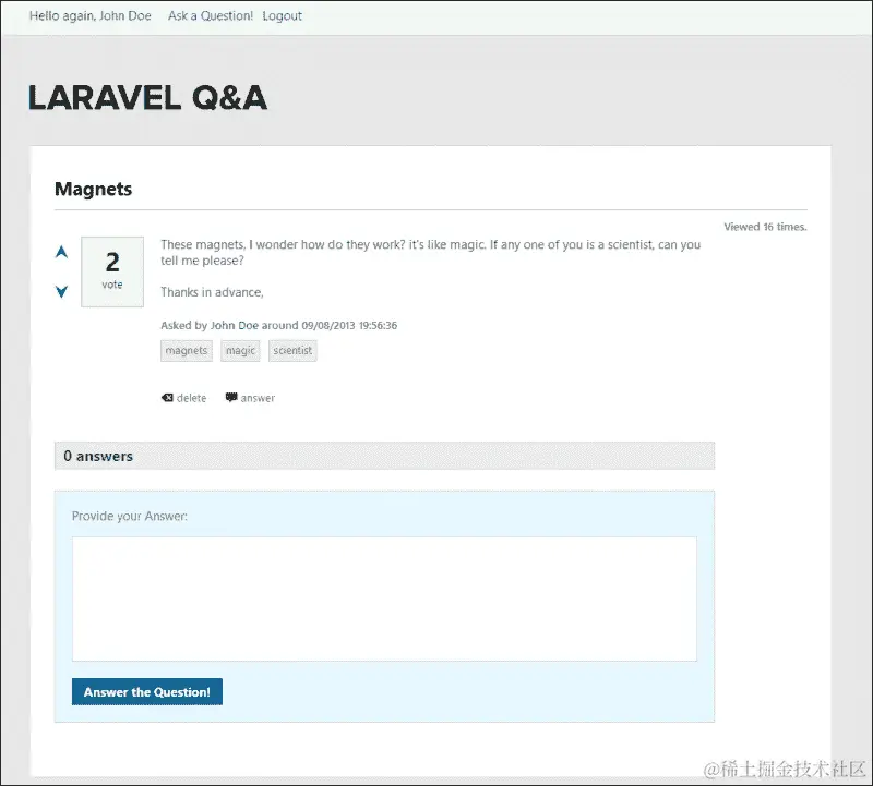 创建我们的问题页面