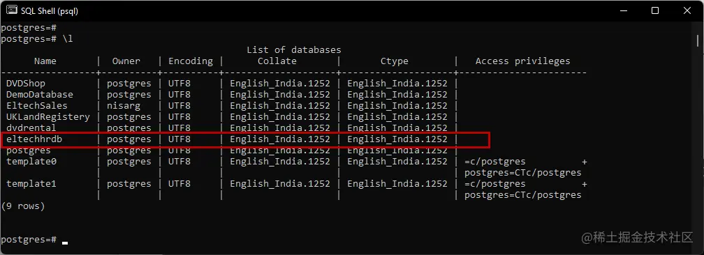List postgresql databases
