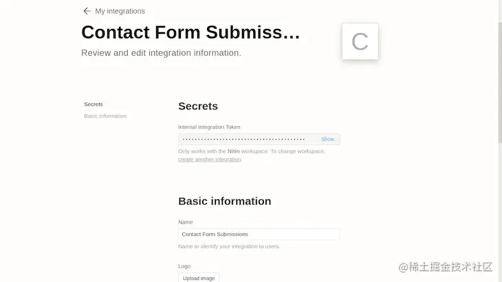 My Integrations Section In Notion Database