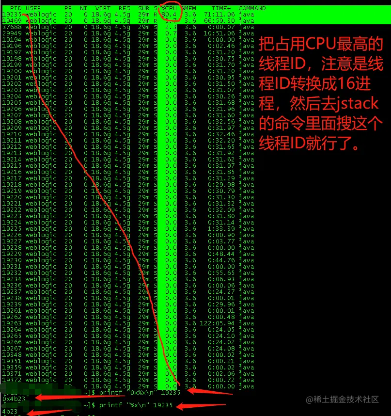 printf "0x%x\n" 19235 转换为16进制
