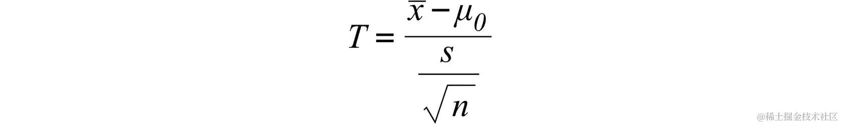图 9.18：计算 t-检验的检验统计量的公式