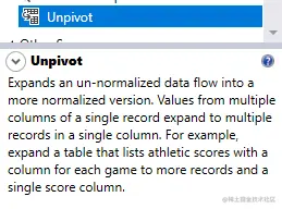 Unpivot transformation description in the SSIS toolbox