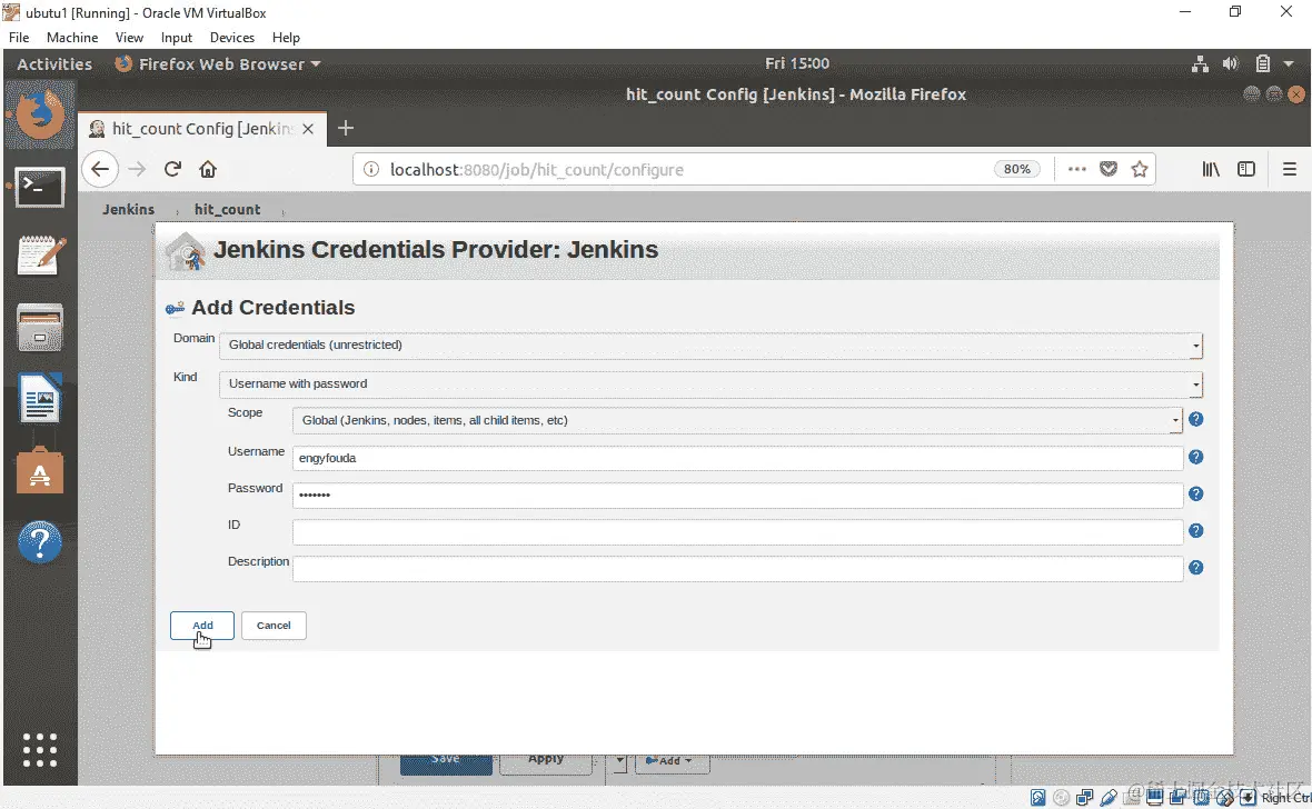 图 8.30：添加 Jenkins 凭据