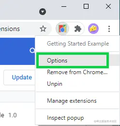 右键打开options page