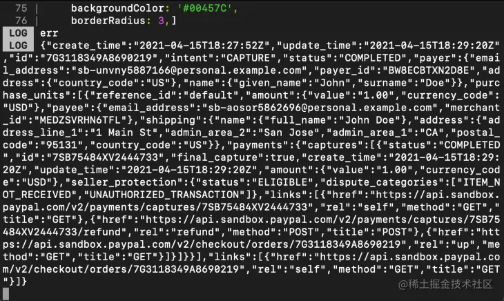 Payment Result in React Native