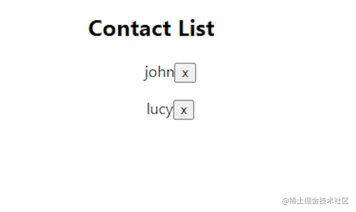 Contact List Showing Two Names With Xs Next To Them