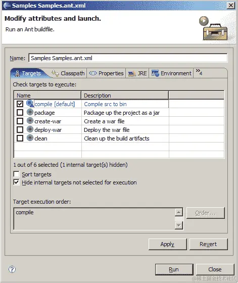 操作时间-从 Eclipse 运行 Ant