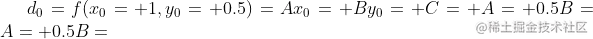 d_{0} = f(x_{0}+1,y_{0}+0.5) = Ax_{0} + By_{0} + C +A + 0.5B = A + 0.5B