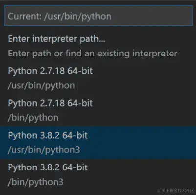 图 9.7 - 显示 Python 版本选择器的屏幕截图