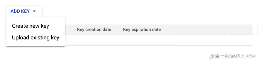 图 9.9 - 为您的服务帐户添加密钥