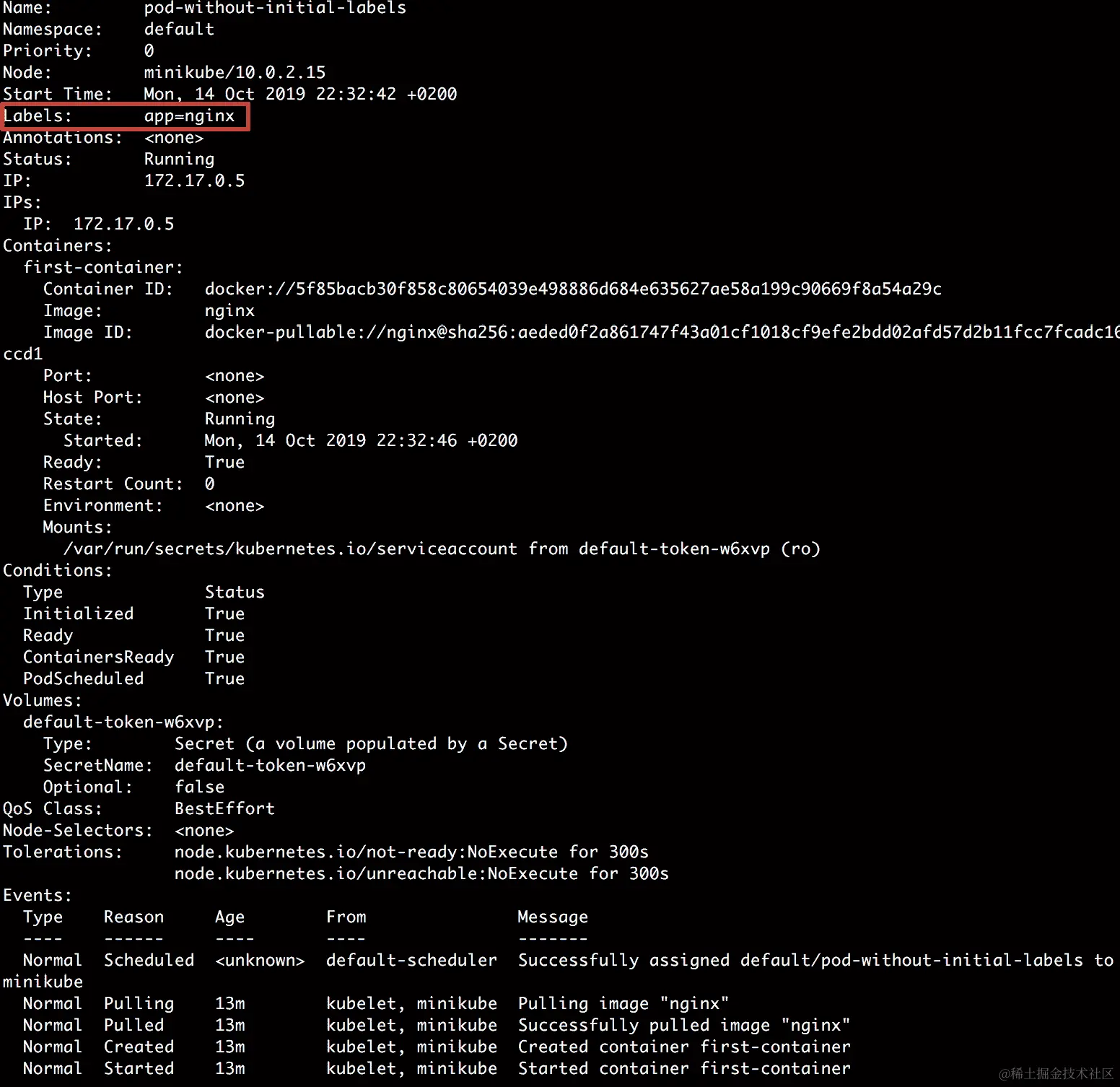 图 6.4：验证已添加 app=nginx 标签