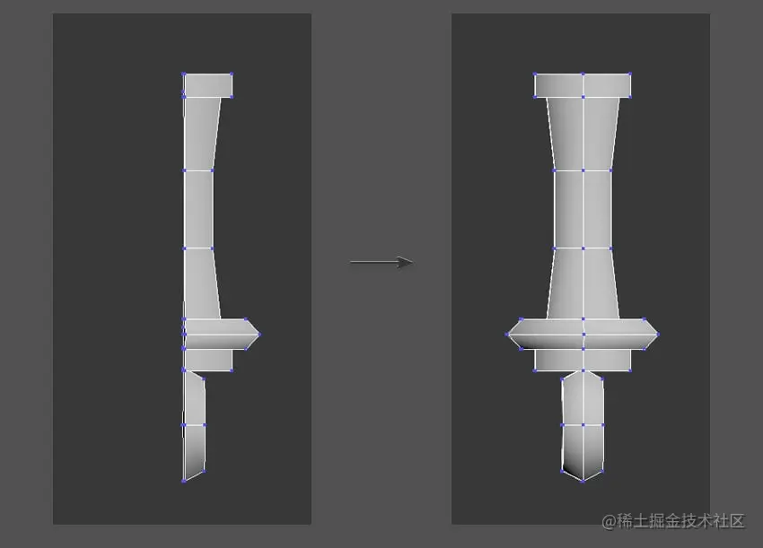 将对称修饰符应用于手柄