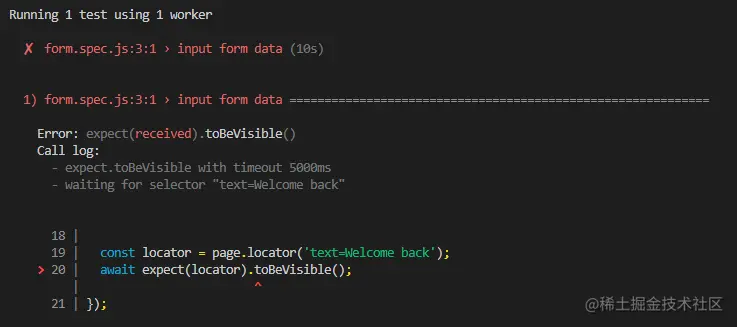 Now failing at line 20 
