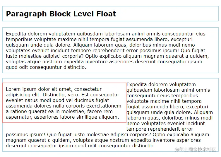 paragraph float left