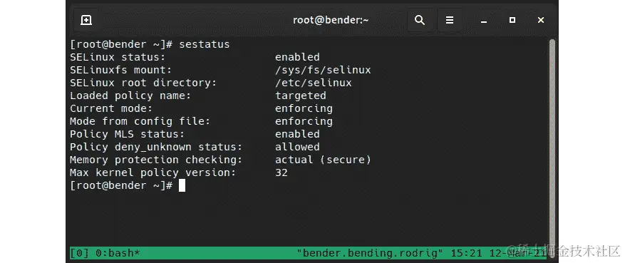图 10.1 – 我们系统的 sestatus 输出