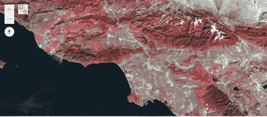 用彩色红外线查看的洛杉矶