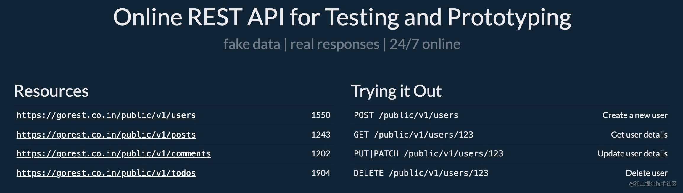 API 模拟工具 GoRest