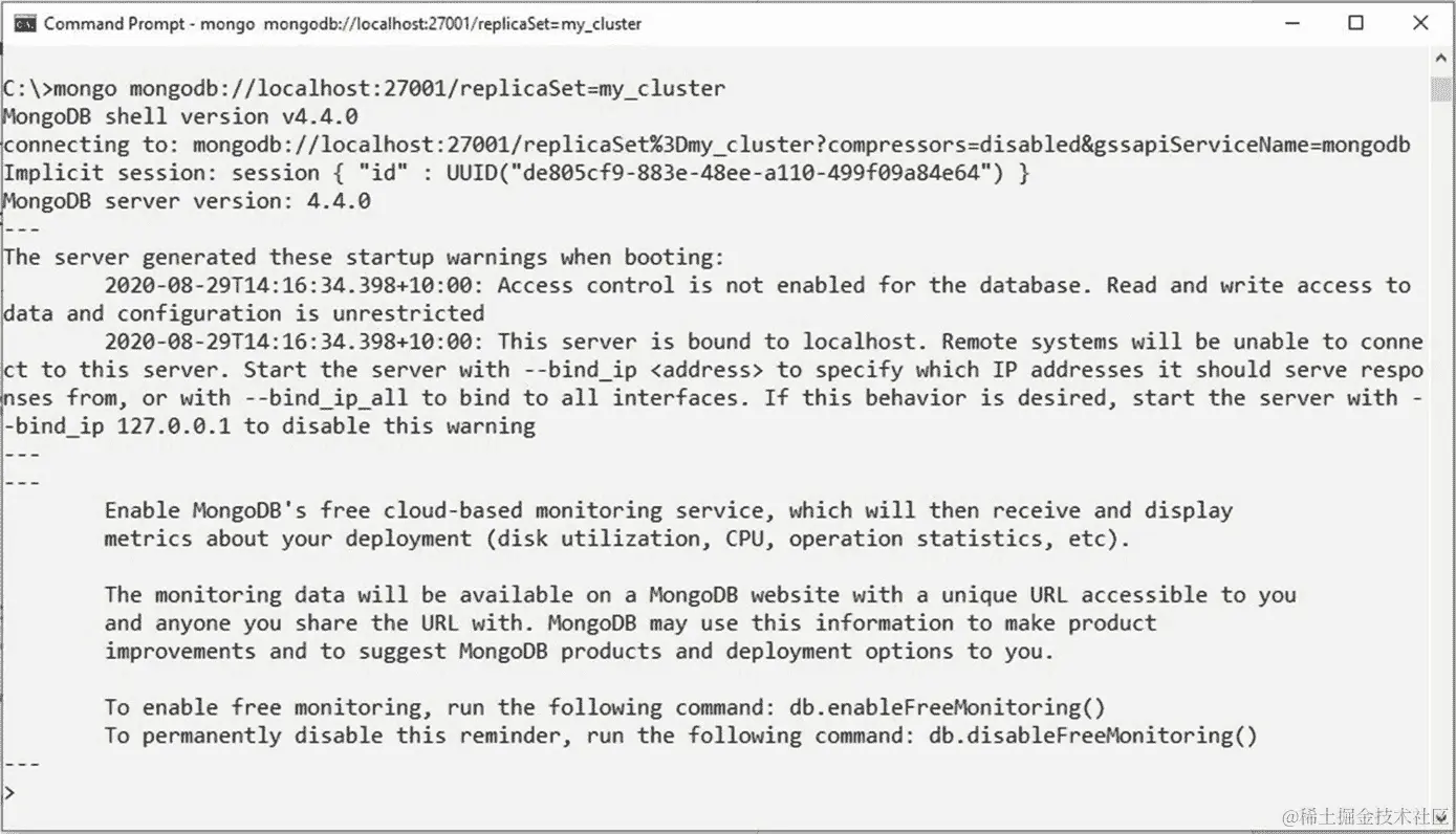 图 10.21：mongo shell 中的输出