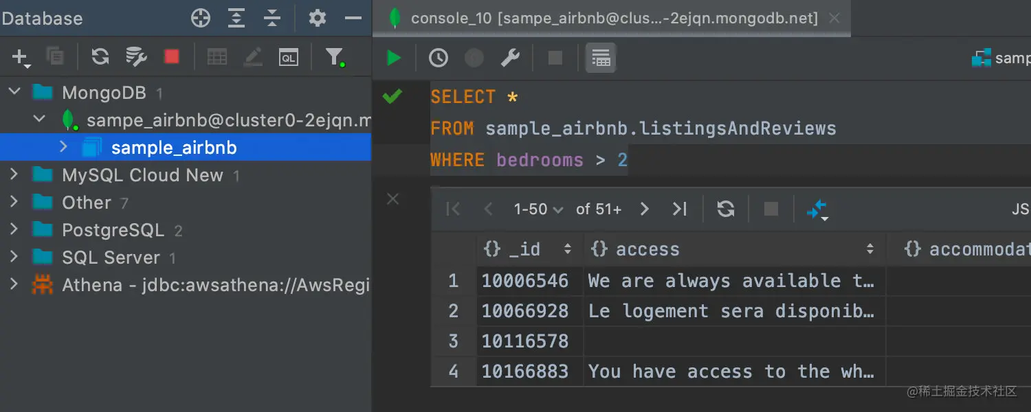 使用 SQL 查询 MongoDB